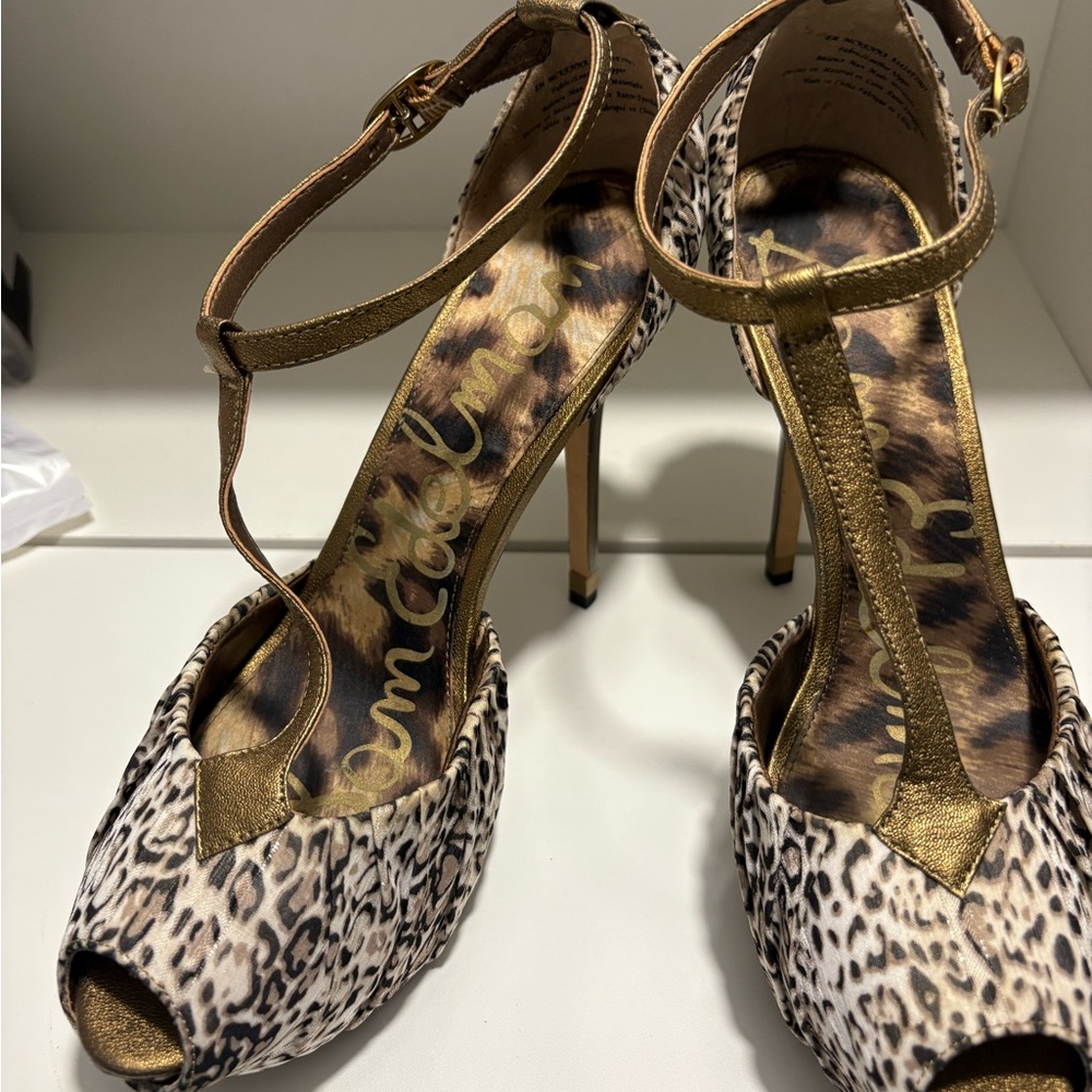 Sam Edelman Brown and Gold High Heel Sandals